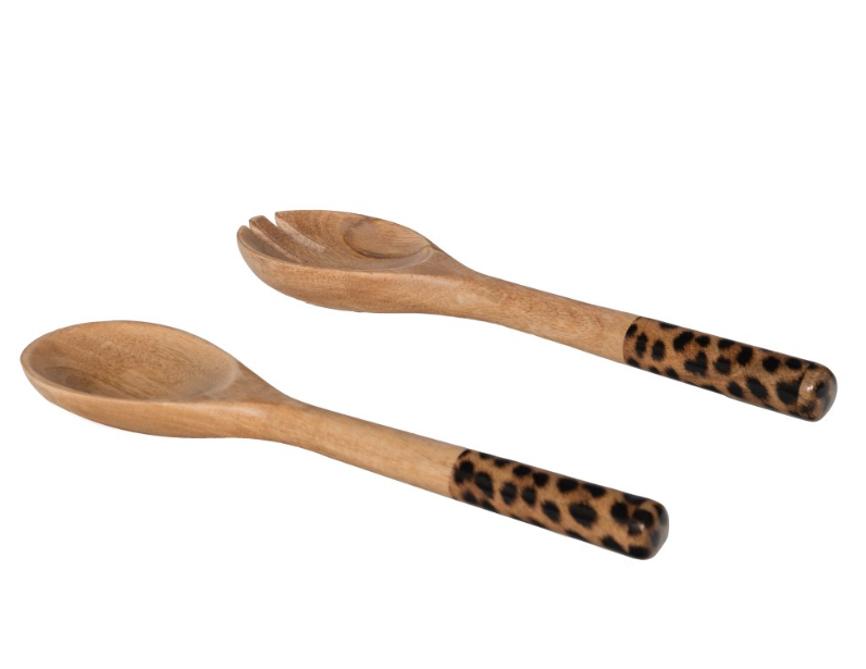 Table Passion Salatbesteck Mangoholz mit Leopardenmuster 28 cm