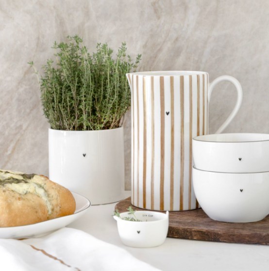 Bastion Collections Krug weiss mit Streifen 20 cm