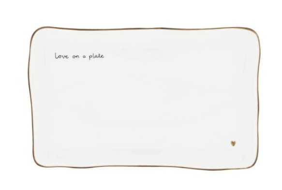 Bastion Collections Tablett weiss “Love on a plate” 22 x 14 cm