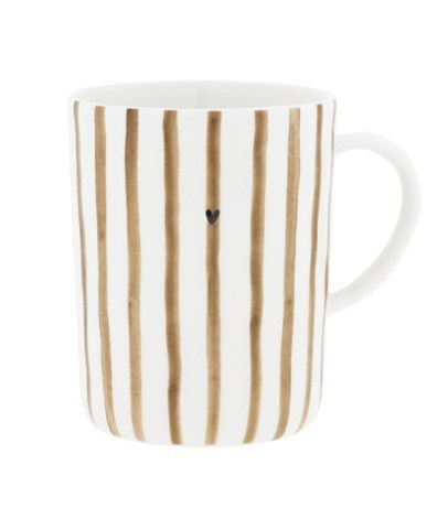 Bastion Collections Mug weiss mit Streifen braun 9 x 11 cm