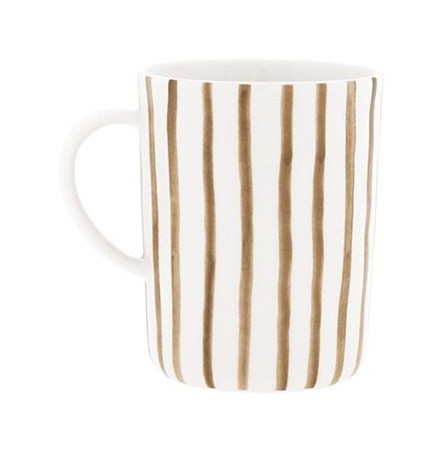 Bastion Collections Mug weiss mit Streifen braun 9 x 11 cm