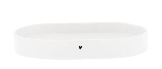 Bastion Collections Tablett oval weiss mit Herz, 17 x 12 cm