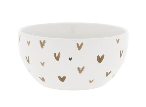 Bastion Collections Schale weiss mit Herzen braun 14,5 x 7 cm
