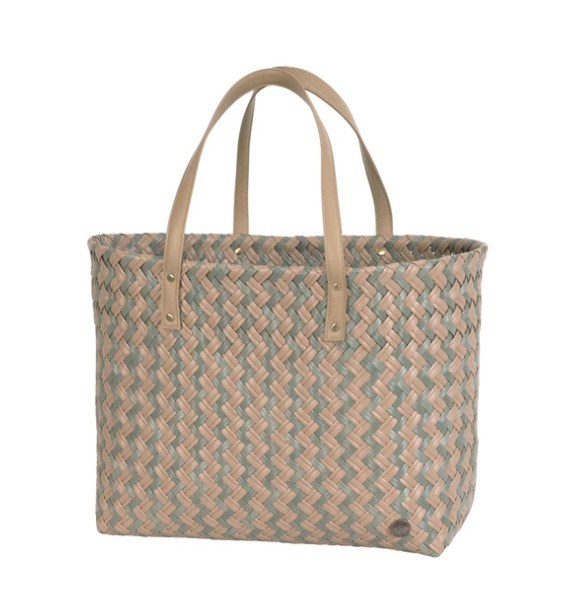 HANDED BY Einkaufstasche Faye Shopper natural brown with sage green pattern