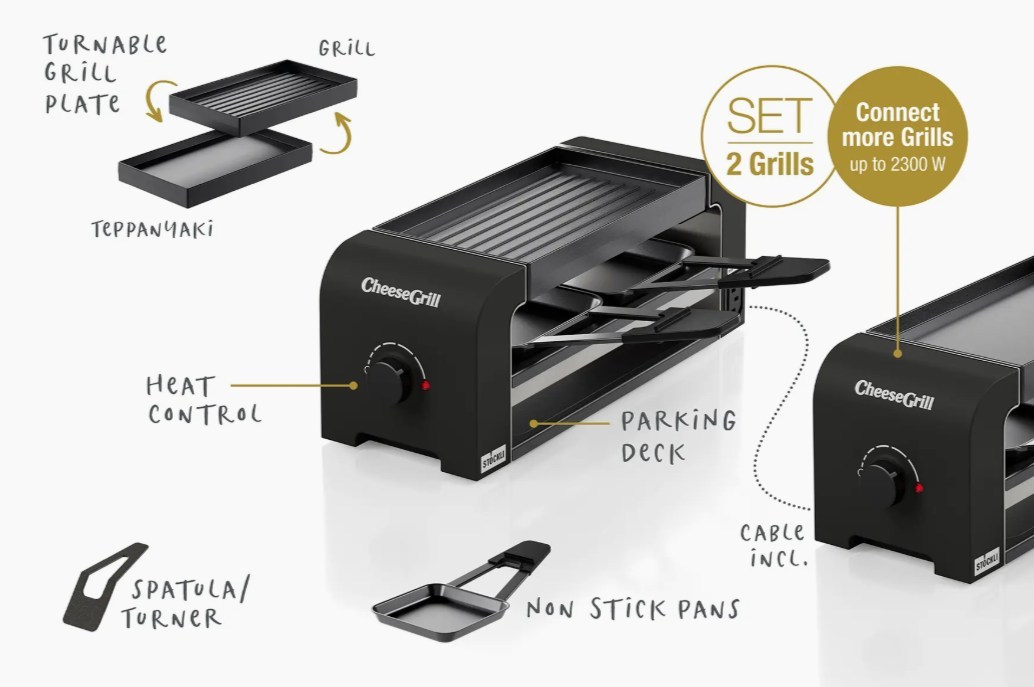 Stöckli CheeseGrill 2 Connect Set Black Schwarz
