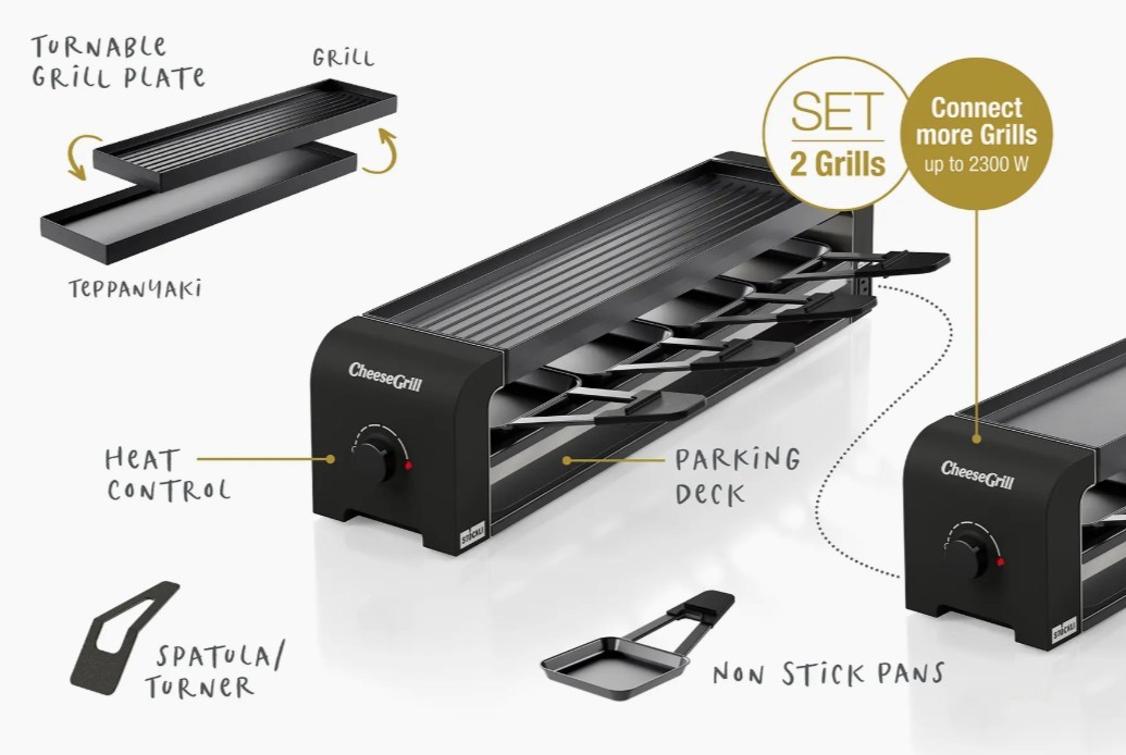 Stöckli CheeseGrill 4 Connect Set Black Schwarz