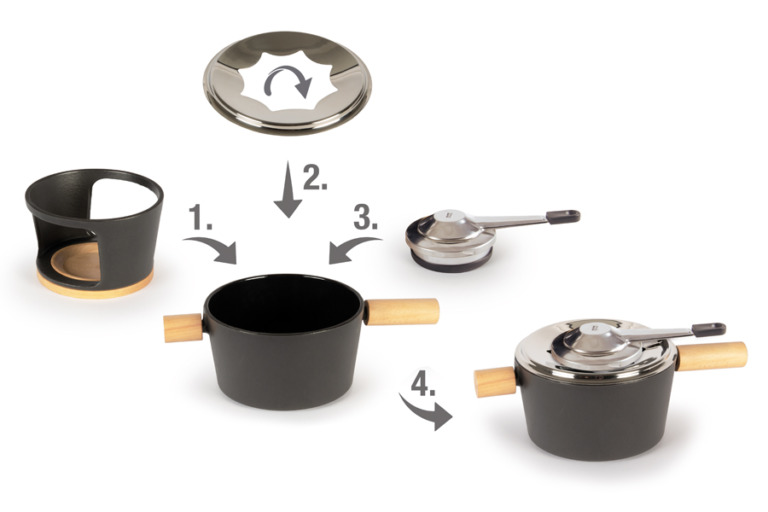 Fonduegarnitur Titlis aus Gusseisen inkl. 6 Fonduegabeln