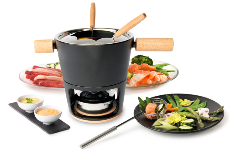 Fonduegarnitur Titlis aus Gusseisen inkl. 6 Fonduegabeln