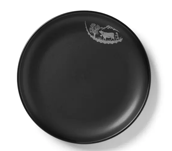 Fondueteller Alpaufzug schwarz, 6-teilig