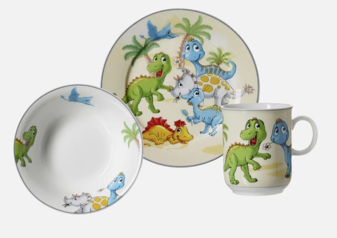 Ritzenhoff & Breker Kindergeschirr Set “Dino” 3 teilig, Porzellan