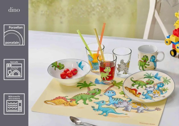 Ritzenhoff & Breker Kindergeschirr Set “Dino” 3 teilig, Porzellan