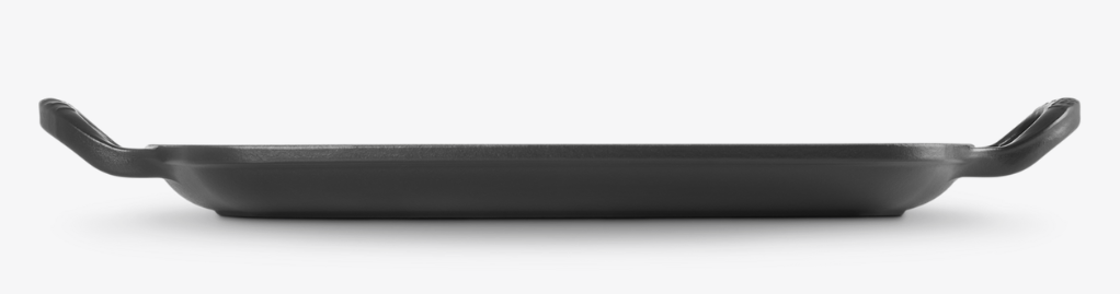 Le Creuset Grillplatte flach, rechteckig aus Gusseisen 30 cm schwarz matt
