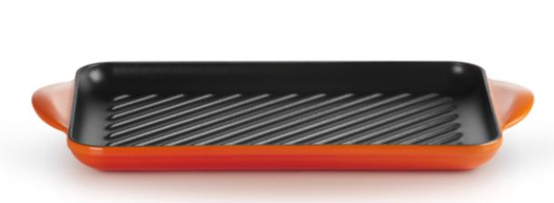 Grillplatte rechteckig aus Gusseisen 32 cm orange