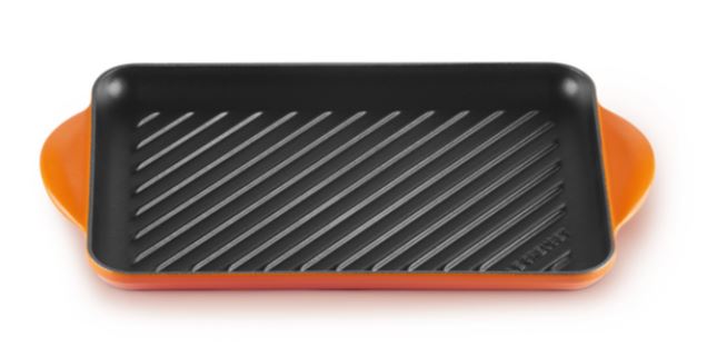 Grillplatte rechteckig aus Gusseisen 32 cm orange