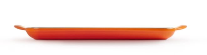 Grillplatte rechteckig aus Gusseisen 32 cm orange