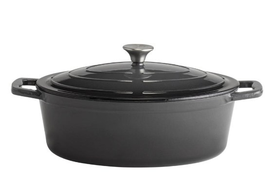 APS Bräter mit Deckel “5 Stars” anthrazit oval, 5 Liter, 33 x 25 cm
