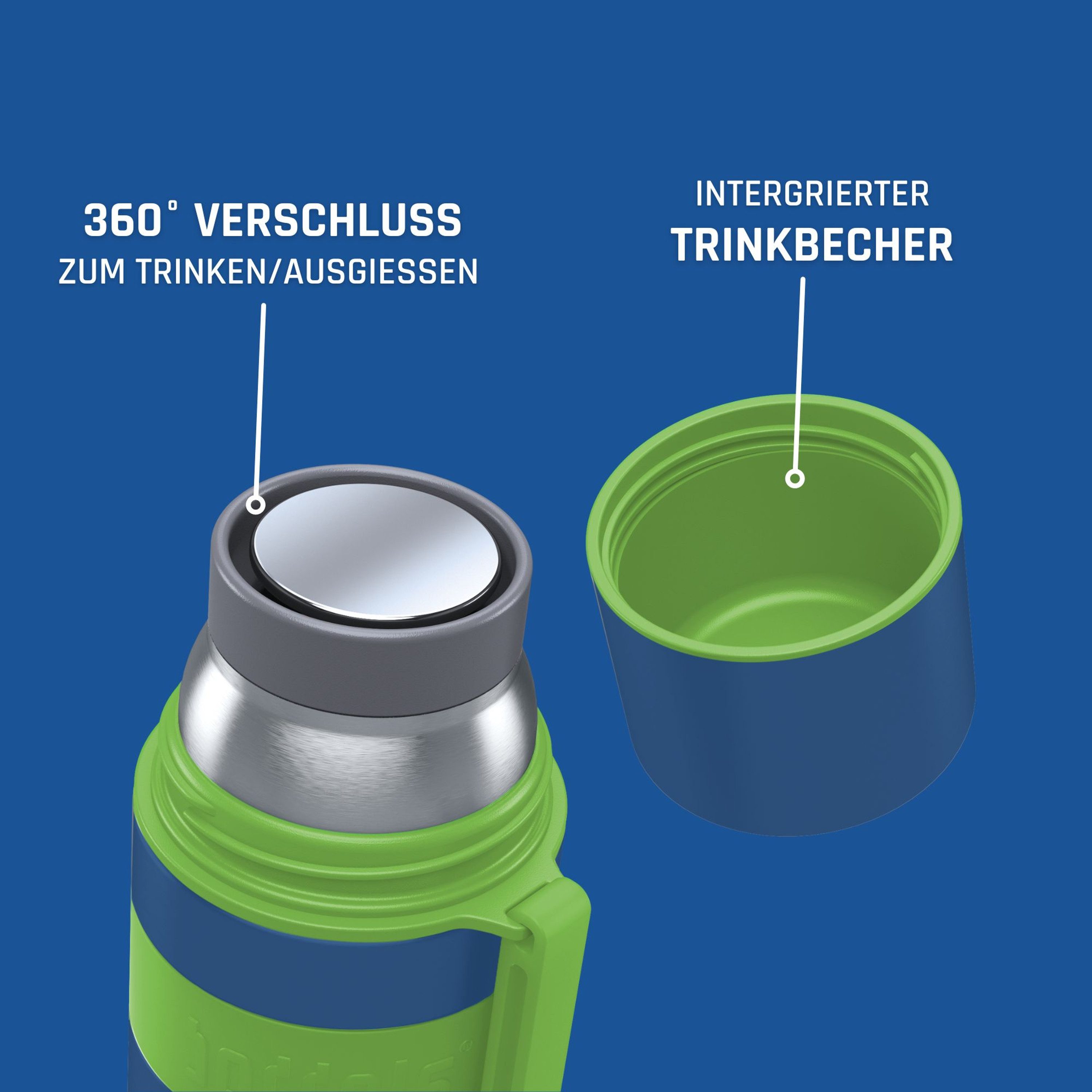 Boddels Isolierflasche Heet 350 ml Apfelgrün/Blau