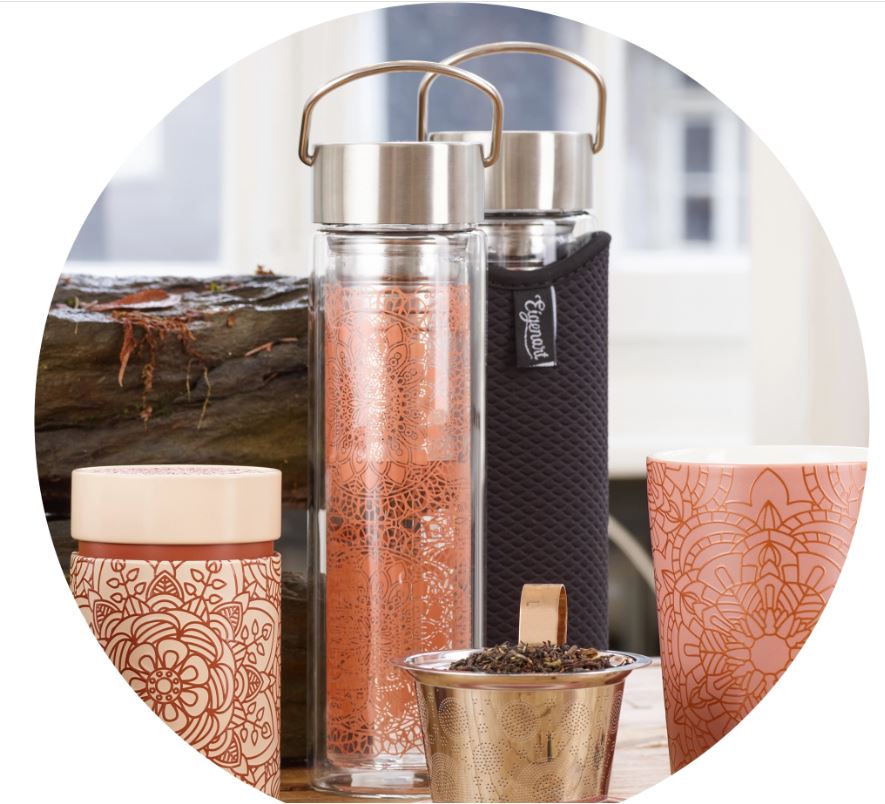 Flowtea isolierende Glasflasche Mandala inkl. Neoprenhülle