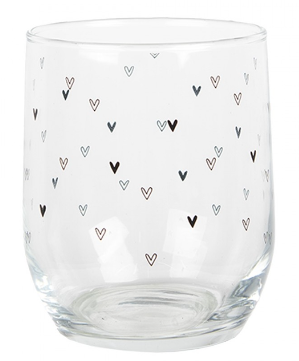 Clayre & Eef Wasserglas 300 ml kleine Herzen