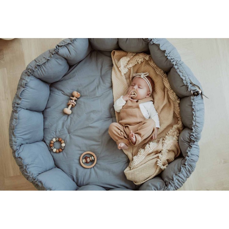 Krabbeldecke Bloom Organic Dusty Blue Ø 130 cm