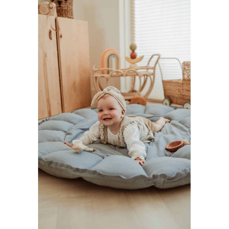 Krabbeldecke Bloom Organic Dusty Blue Ø 130 cm
