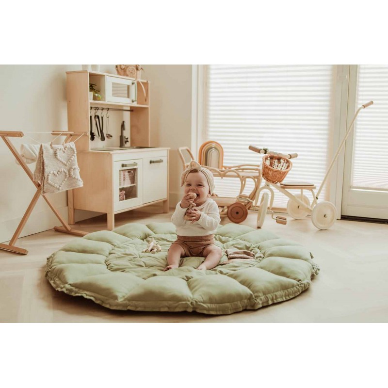 Krabbeldecke Bloom Organic Meadow Green Ø 130 cm