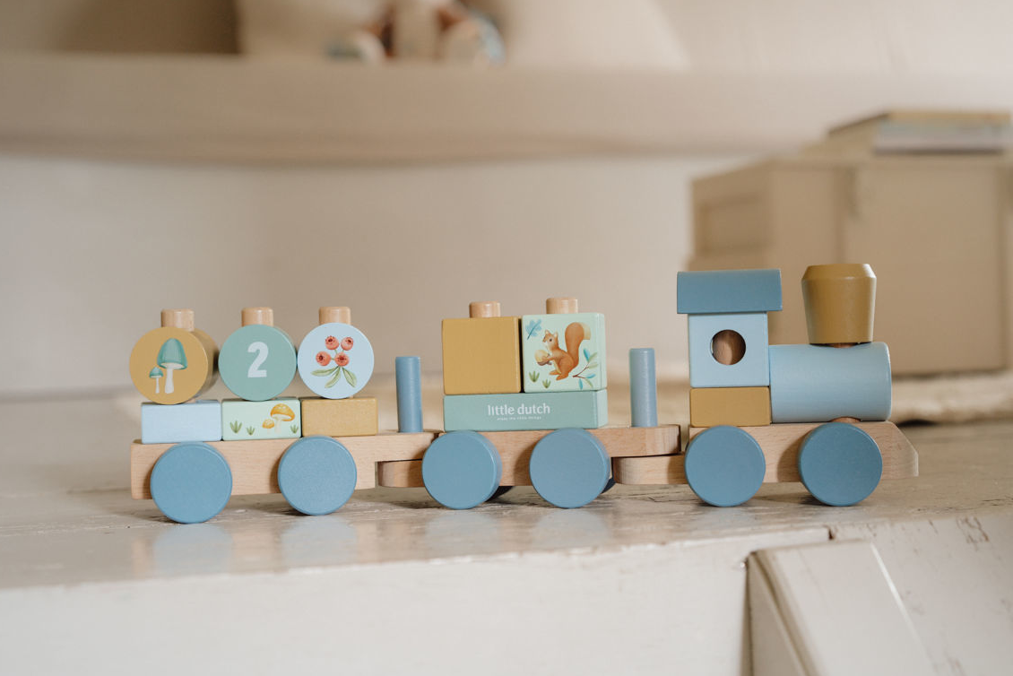 Little Dutch Holz Eisenbahn Forest Friends blau
