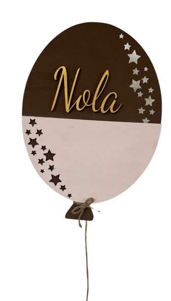 Ballon Rosa mit Sterne, inklusive Namen und LED-Lampe