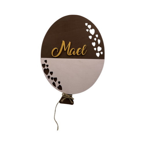 Ballon Rosa mit Herzen, inklusive Namen und LED-Lampe