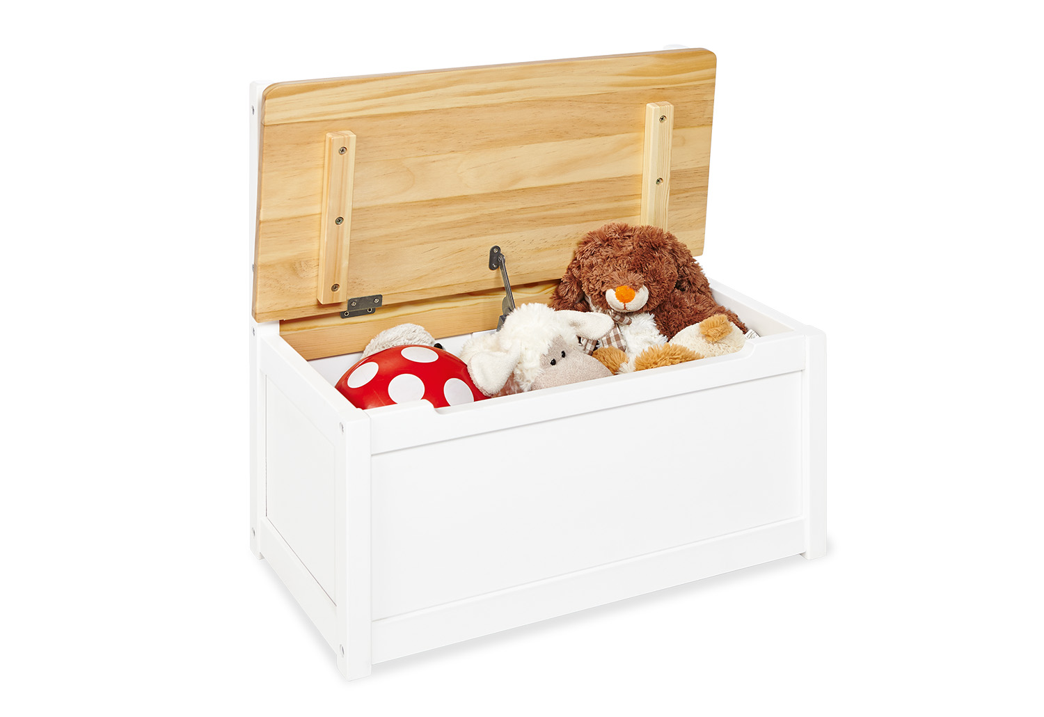 Kindertruhenbank Fenna weiss / natur mit Rückenlehne