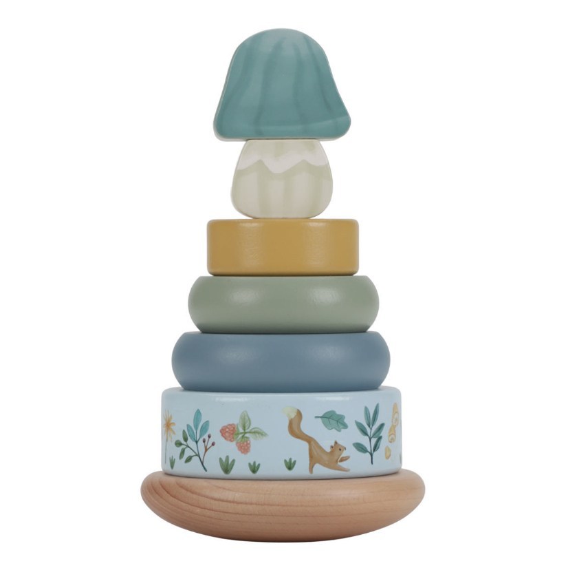 Little Dutch Holz Stapelturm mit Ringen Forest Friends blau