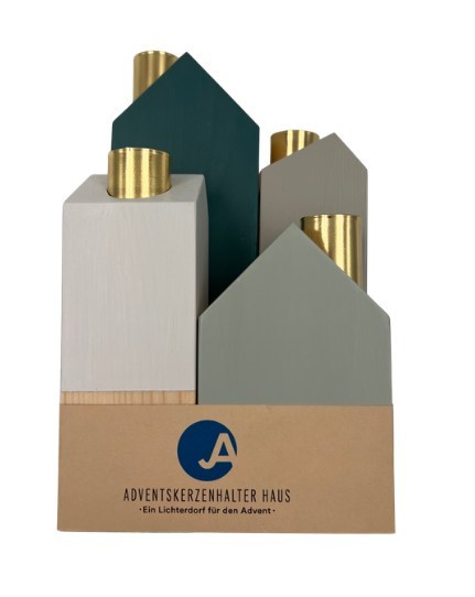 IG Arbeit Adventskerzenhalter “Haus” 4er Set grün