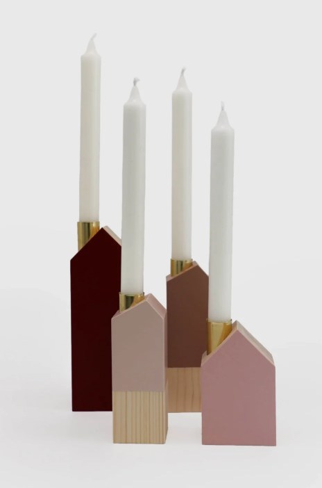 IG Arbeit Adventskerzenhalter “Haus” 4er Set rosa