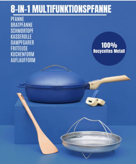 COOKUT Die fabelhafte 8-in-1-Pfanne, Saphir blau, 28 cm
