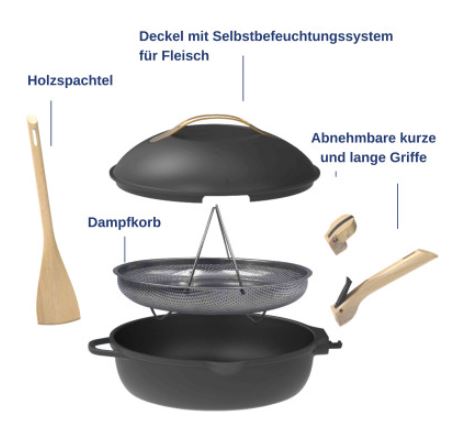 COOKUT Die fabelhafte 8-in-1-Pfanne, Meteor schwarz, 28 cm