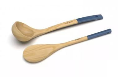 COOKUT Holzkelle + Löffel-Set Myrtille blau