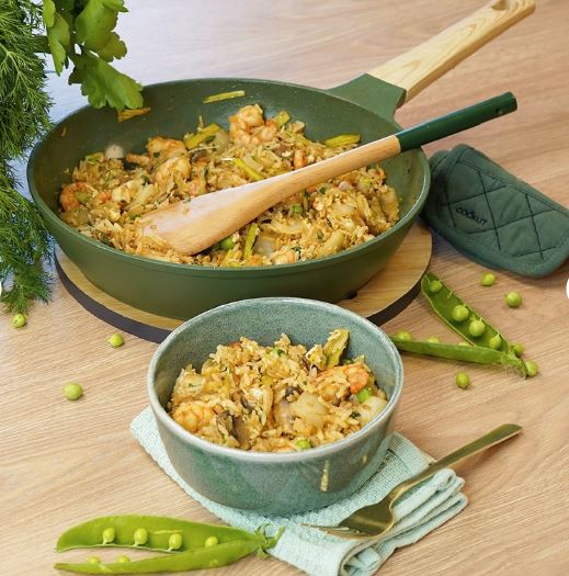 COOKUT Holzkelle + Löffel-Set Fougere grün