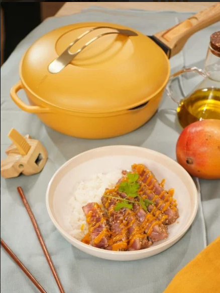 COOKUT Die fabelhafte 8-in-1-Pfanne, Mango gelb, 24 cm