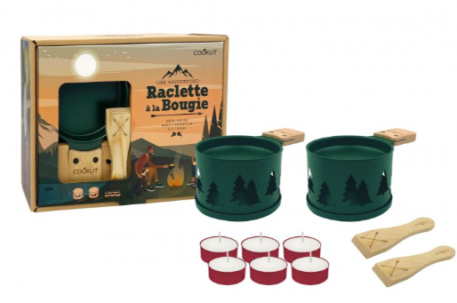 Cookut Kerzen-Raclette-Set, 2 Stück, grün, Tannen