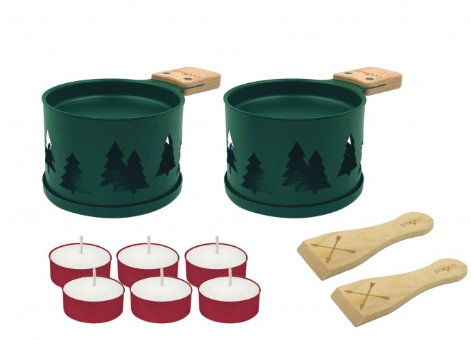 Cookut Kerzen-Raclette-Set, 2 Stück, grün, Tannen