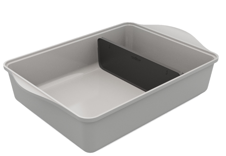 COOKUT Auflaufform mit verstellbarem Trenner, Perle grau, 40 x 27 x 9,5 cm