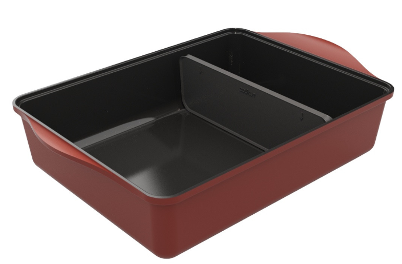 COOKUT Auflaufform mit verstellbarem Trenner, Passion rot, 40 x 27 x 9,5 cm