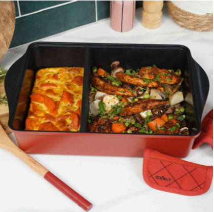 COOKUT Auflaufform mit verstellbarem Trenner, Passion rot, 40 x 27 x 9,5 cm
