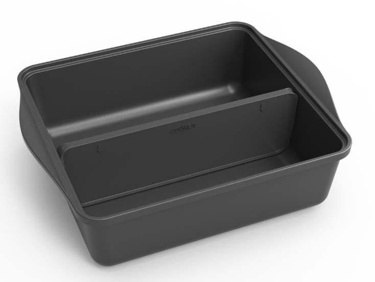 COOKUT Auflaufform mit verstellbarem Trenner, Graphite schwarz, 24 x 30 x 9,5 cm