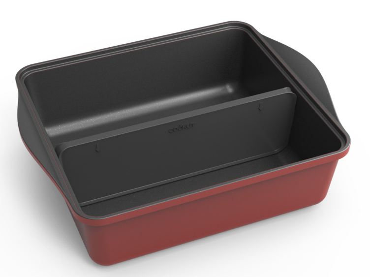 COOKUT Auflaufform mit verstellbarem Trenner, Passion rot, 24 x 30 x 9,5 cm