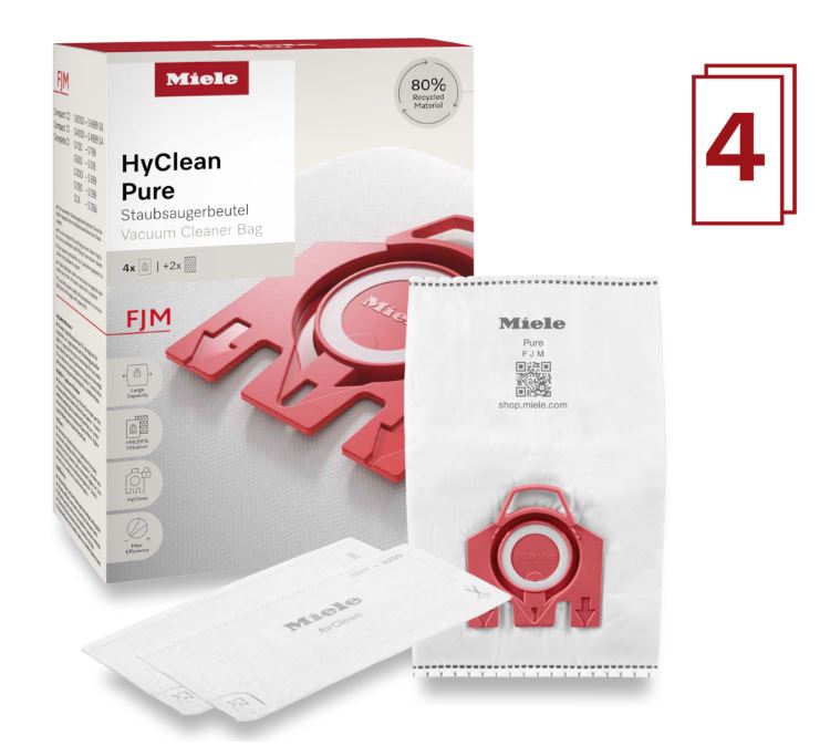 Miele Staubsaugerbeutel HyClean Pure FJM à 4 Stück + 2 Filter