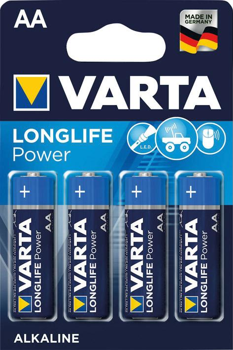VARTA Batterien Longlife Power AA Mignon, Paket à 4 Stück<br>