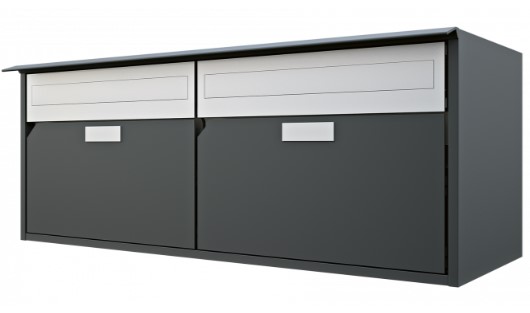 Briefkasten Alu 400 2er nebeneinander mit Regenschutz anthrazitgrau                   RAL 7016