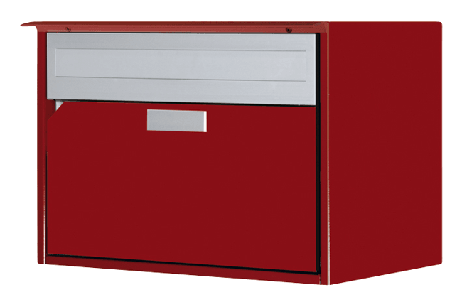 Briefkasten Alu 400 mit Regenschutzleiste rubinrot                                                         RAL 3003<br>
