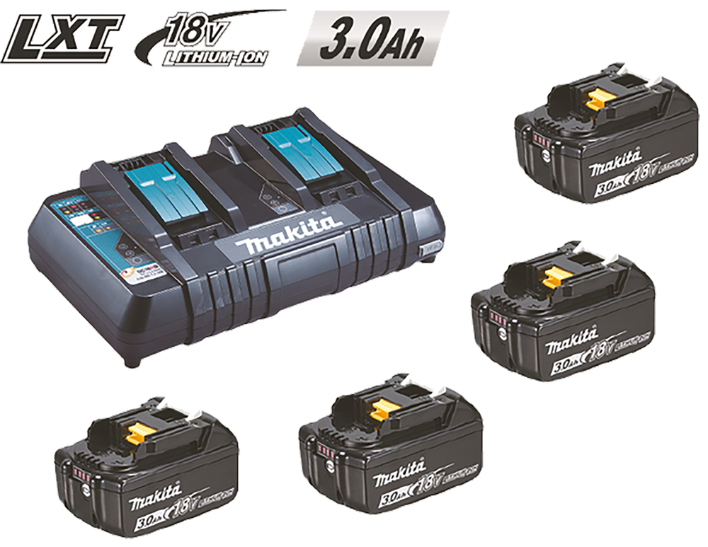 Energypack EPAC18-304 Makita 18V 3.0 Ah 4 Akkus + 1 Doppelladegerät <br>